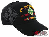 NEW! US ARMY 4TH INFANTRY VIETNAM VETERAN MILITARY BALL CAP HAT BLACK