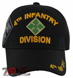 NEW! US ARMY 4TH INF DIV INFANTRY DIVISION IVY BALL CAP HAT BLACK