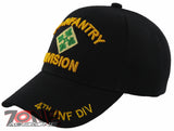 NEW! US ARMY 4TH INF DIV INFANTRY DIVISION IVY BALL CAP HAT BLACK