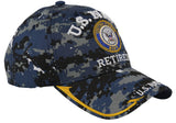 NEW! US NAVY RETIRED USN BIG ROUND SIDE LINE CAP HAT DIGITAL NAVY CAMO