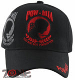 NEW! POW MIA MILITARY BASEBALLL CAP HAT EMB. RED BLACK