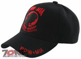 NEW! POW MIA MILITARY BASEBALLL CAP HAT EMB. RED BLACK