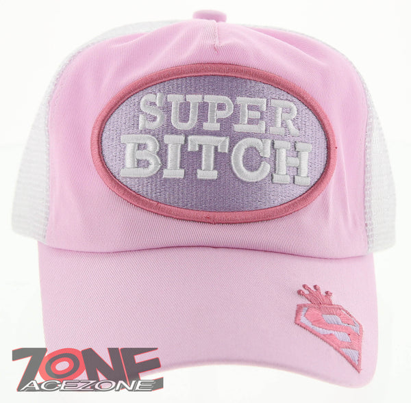 NEW! SUPER BITCH MESH BASEBALLL CAP HAT PINK