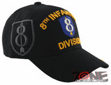 NEW! US ARMY 8TH INFANTRY DIVISION MILITARY BALL CAP HAT BLACK