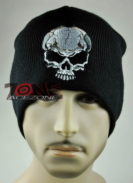 NEW SKULL BEANIE FLAME KNITTED CAP SKULL WN BLACK