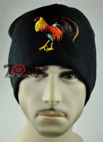 NEW COCK FIGHT BEANIE FLAME KNITTED CAP SKULL WN BLACK