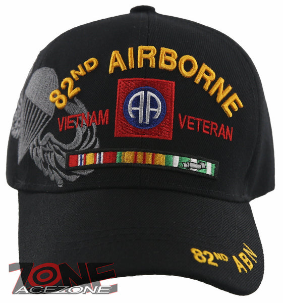 NEW! US ARMY 82ND AIRBORNE VIETNAM VETERAN MILITARY BALL CAP HAT BLACK