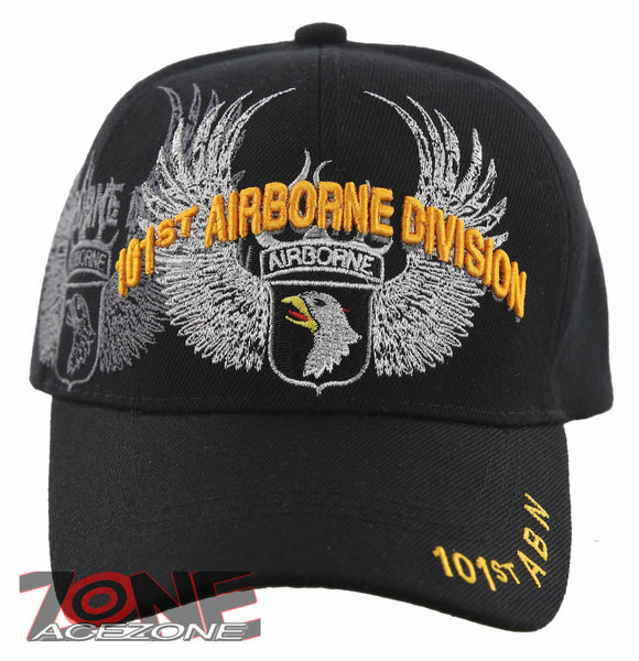 NEW! US ARMY 101ST AIRBORNE DIVISION EAGLES WINGS ABN CAP HAT BLACK