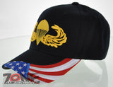 NEW! US ARMY AIR BORNE SIDE FLAG ARMY CAP HAT BLACK