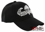NEW! US ARMY AIRBORNE SILVER YARN BALL CAP HAT BLACK