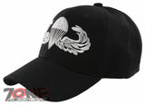 NEW! US ARMY AIRBORNE SILVER YARN BALL CAP HAT BLACK
