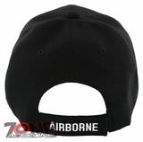 NEW! US ARMY AIRBORNE SILVER YARN BALL CAP HAT BLACK