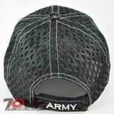 NEW! MESH W/LEATHER US ARMY SIDE US ARMY CAP HAT BLACK