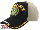 NEW! US ARMY BIG ROUND SIDE LINE CAP HAT BLACK TAN