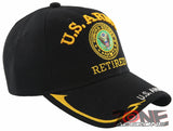 NEW! US ARMY RETIRED BIG ROUND SIDE LINE CAP HAT BLACK