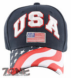 NEW! USA FLAG TEAM SIDE LINE STAR BACK BALL CAP HAT NAVY