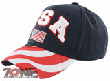 NEW! USA FLAG TEAM SIDE LINE STAR BACK BALL CAP HAT NAVY