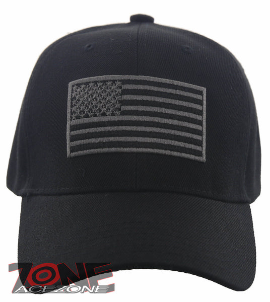 NEW! MILITARY USA FLAG BALL CAP HAT BLACK