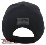 NEW! MILITARY USA FLAG BALL CAP HAT BLACK