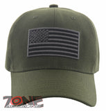 NEW! MILITARY USA FLAG BALL CAP HAT OLIVE