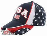 NEW! USA FLAG TEAM SIDE FLAG STAR BACK BALL CAP HAT NAVY