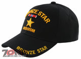 NEW! BRONZE STAR HEROISM STAR MEDAL BALL CAP HAT BLACK