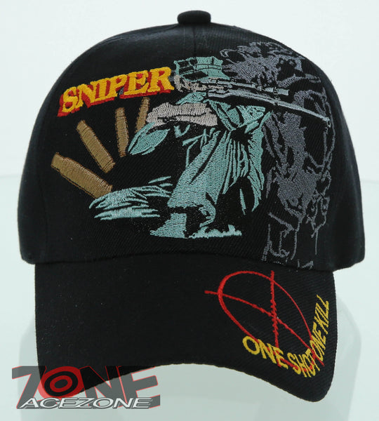 NEW! SNIPER ONE SHOT ONE KILL CAP HAT BLACK