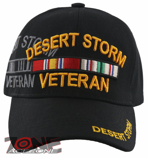 NEW! DESERT STORM VETERAN MILITARY CAP HAT BLACK