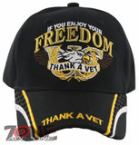 NEW! US MILITARY IF YOU ENJOY YOUR FREEDOM THANK A VETERAN EAGLE CAP HAT BLACK