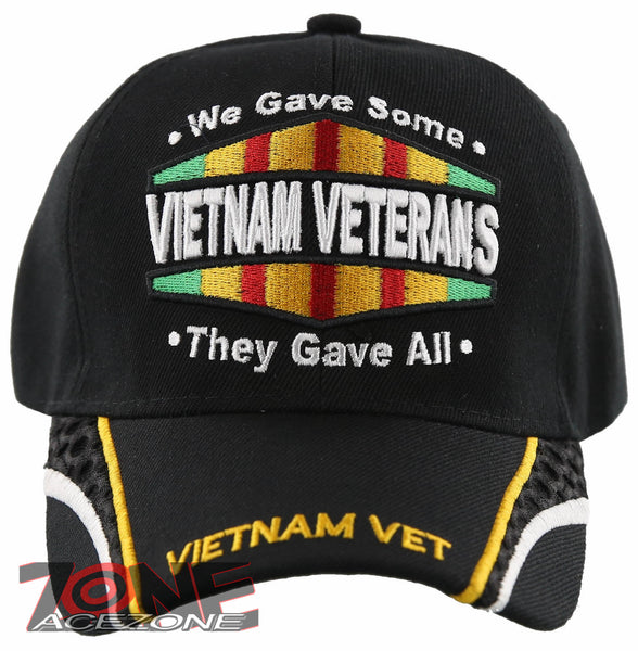 NEW! VIETNAM VETERAN SIDE LINE MILITARY BALL CAP HAT BLACK