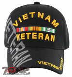 NEW! VIETNAM VETERAN SIDE SHADOW RIBBON BAR MILITARY BALL CAP HAT BLACK