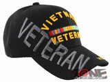 NEW! VIETNAM VETERAN SIDE SHADOW RIBBON BAR MILITARY BALL CAP HAT BLACK
