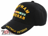 NEW! VIETNAM VETERAN SIDE SHADOW RIBBON BAR MILITARY BALL CAP HAT BLACK