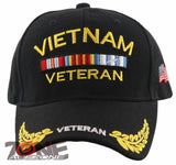 NEW! VIETNAM VETERAN GOLD LEAF SHADOW MILITARY CAP HAT BLACK