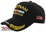 NEW! VIETNAM VETERAN GOLD LEAF SHADOW MILITARY CAP HAT BLACK
