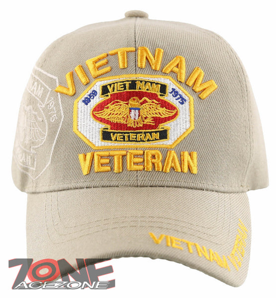 NEW! VIETNAM VETERAN 1959 VIETNAM 1975 MILITARY BALL CAP HAT TAN