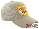 NEW! VIETNAM VETERAN 1959 VIETNAM 1975 MILITARY BALL CAP HAT TAN
