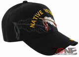 NEW! NATIVE VETERAN BIG FEATHER INDIAN AMERICAN BALL CAP HAT BLACK