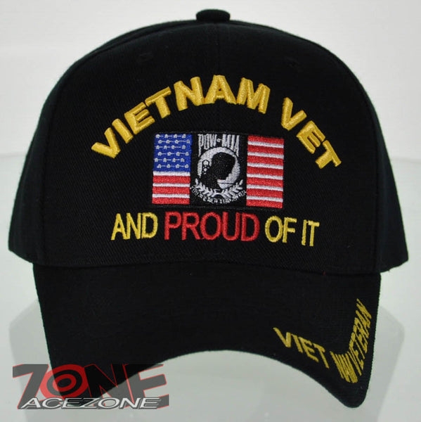 NEW! VIETNAM VETERAN AND PROUD OF IT POW MIA CAP HAT BLACK