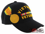 VIETNAM VETERAN GOLD MEDAL BALL CAP HAT BLACK