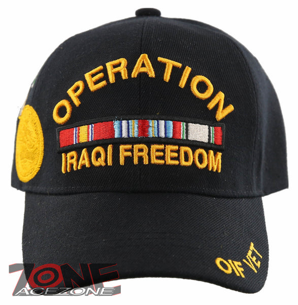 OPERATION IRAQI FREEDOM VETERAN OIF VET GOLD MEDAL BALL CAP HAT