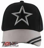 NEW! TEXAS DALLAS STAR BALL CAP HAT SIDE LINE GRAY BLACK