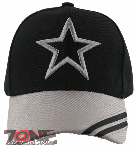 NEW! TEXAS DALLAS STAR BALL CAP HAT SIDE LINE GRAY BLACK