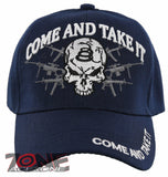 NEW! COME AND TAKE IT SKULL SNAKE BALL CAP HAT NAVY