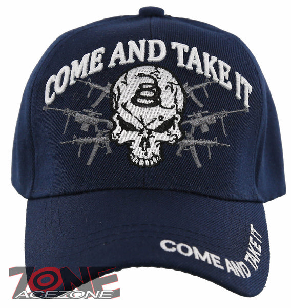 NEW! COME AND TAKE IT SKULL SNAKE BALL CAP HAT NAVY