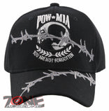 NEW WHITE POW MIA BARBED WIRE MILITARY CAP HAT BLACK