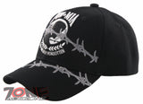 NEW WHITE POW MIA BARBED WIRE MILITARY CAP HAT BLACK