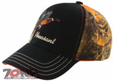 NEW! PHEASANT OUTDOOR HUNTING SIDE BALL CAP HAT BLACK ORANGE CAMO
