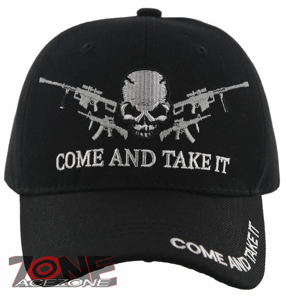 NEW! COME AND TAKE IT SKULL BALL CAP HAT BLACK