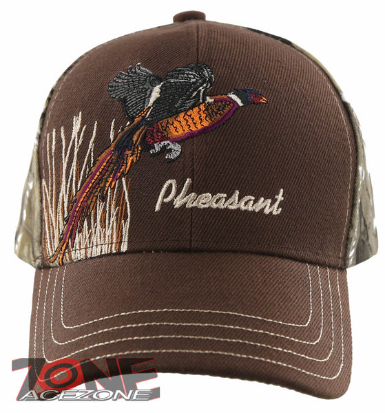 NEW! PHEASANT OUTDOOR HUNTING SIDE BALL CAP HAT BROWN